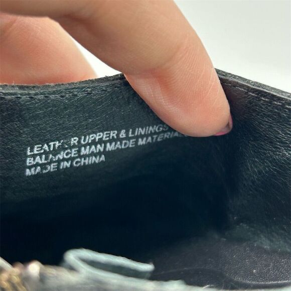 Born Women's Black Leather Western Ankle Booties Size 7.5 Harness Strap Zip - Picture 13 of 14